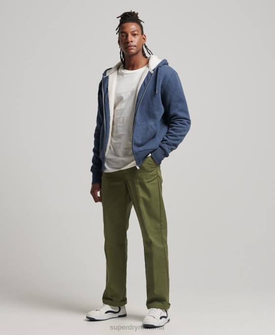 Superdry hanorac cu fermoar căptușit cu borg esențial îmbrăcăminte marina bărbați JX0Z499