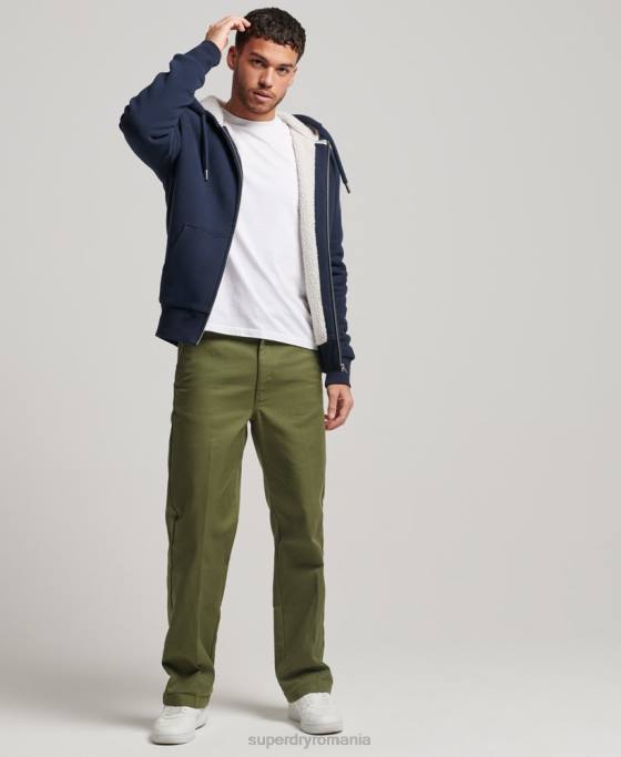 Superdry hanorac cu fermoar căptușit cu borg esențial îmbrăcăminte marina bărbați JX0Z797