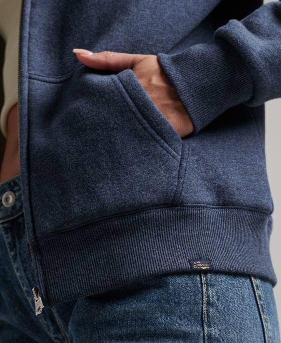 Superdry hanorac cu fermoar căptușit cu borg esențial îmbrăcăminte marina femei JX0Z5748