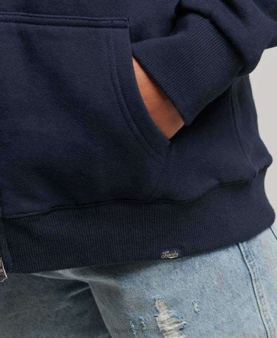 Superdry hanorac cu fermoar căptușit cu borg esențial îmbrăcăminte marina femei JX0Z5755