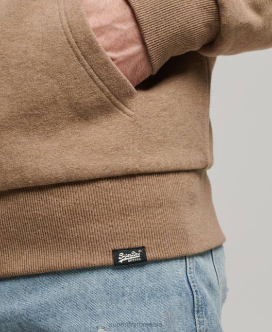 Superdry hanorac cu fermoar căptușit cu borg esențial îmbrăcăminte maro bărbați JX0Z538