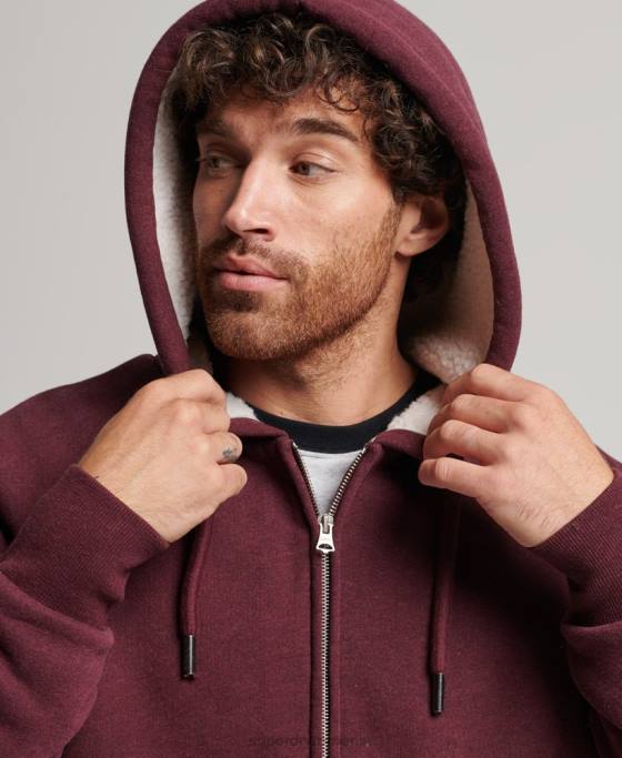 Superdry hanorac cu fermoar căptușit cu borg esențial îmbrăcăminte roșu bărbați JX0Z5032