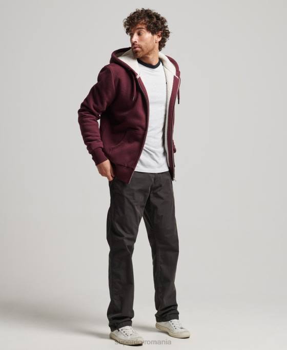 Superdry hanorac cu fermoar căptușit cu borg esențial îmbrăcăminte roșu bărbați JX0Z5032