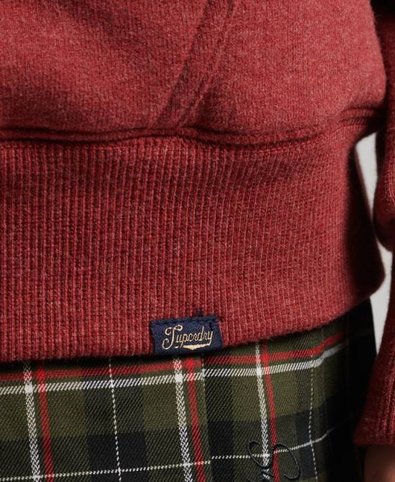 Superdry hanorac cu fermoar căptușit cu borg esențial îmbrăcăminte roșu femei JX0Z5779