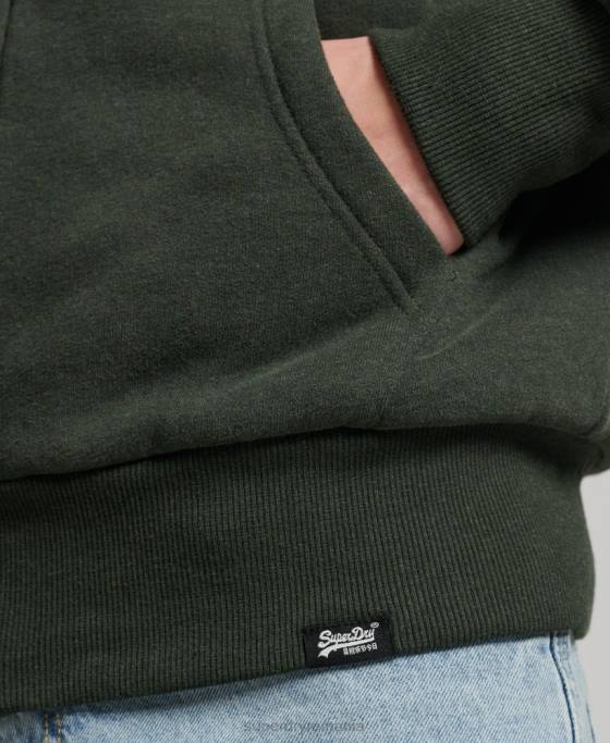 Superdry hanorac cu fermoar căptușit cu borg esențial îmbrăcăminte verde bărbați JX0Z5204