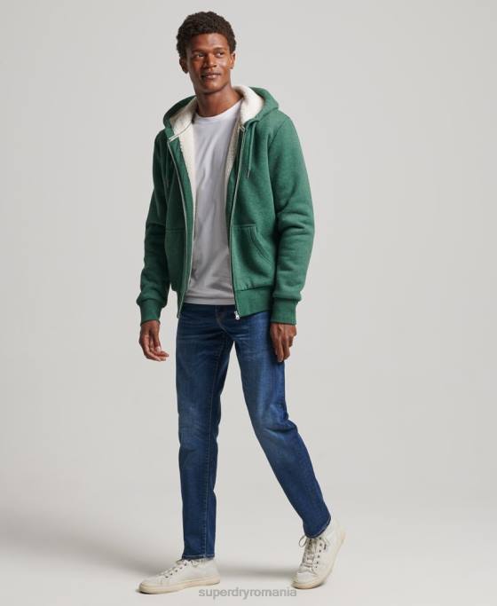 Superdry hanorac cu fermoar căptușit cu borg esențial îmbrăcăminte verde bărbați JX0Z679
