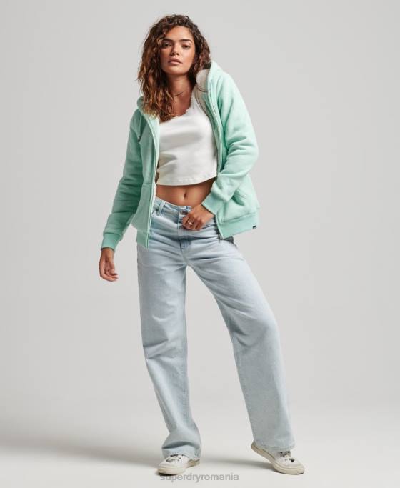 Superdry hanorac cu fermoar căptușit cu borg esențial îmbrăcăminte verde femei JX0Z5757