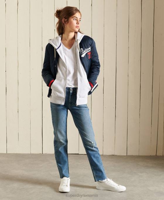 Superdry hanorac cu fermoar de atletism îmbrăcăminte gri deschis femei JX0Z6085