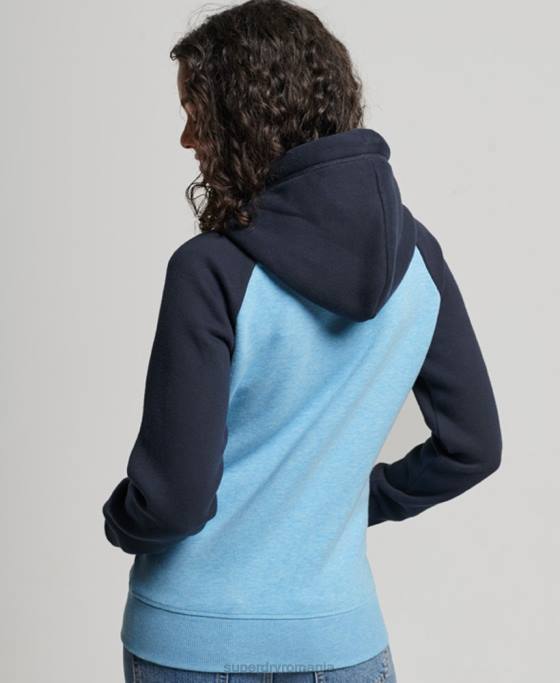 Superdry hanorac cu fermoar de baseball cu logo vintage brodat îmbrăcăminte albastru femei JX0Z3387