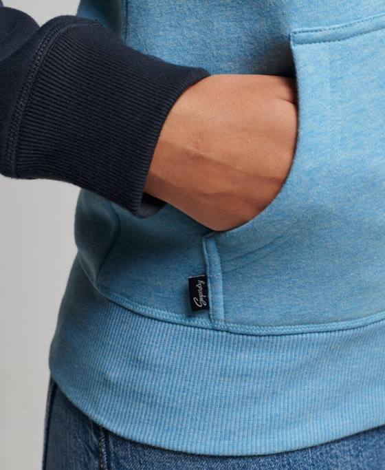 Superdry hanorac cu fermoar de baseball cu logo vintage brodat îmbrăcăminte albastru femei JX0Z3387