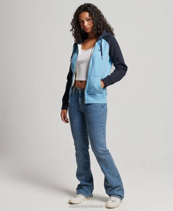 Superdry hanorac cu fermoar de baseball cu logo vintage brodat îmbrăcăminte albastru femei JX0Z3387