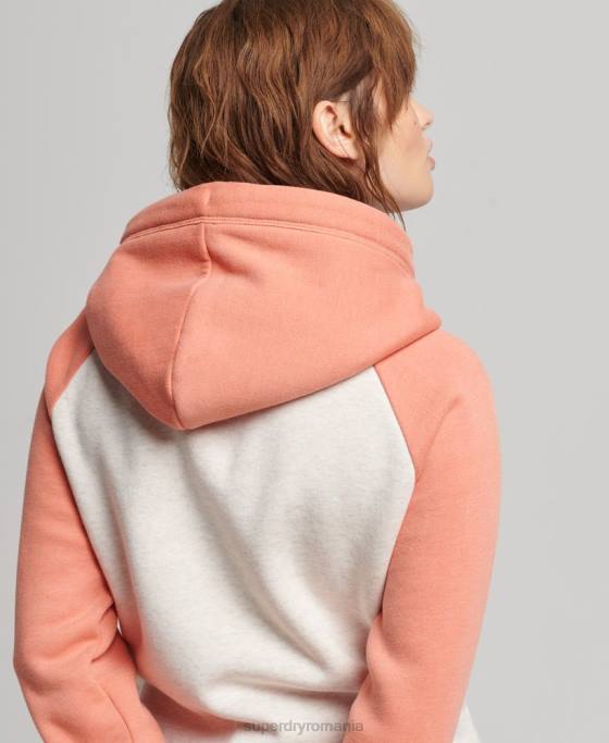 Superdry hanorac cu fermoar de baseball cu logo vintage brodat îmbrăcăminte coral femei JX0Z3339