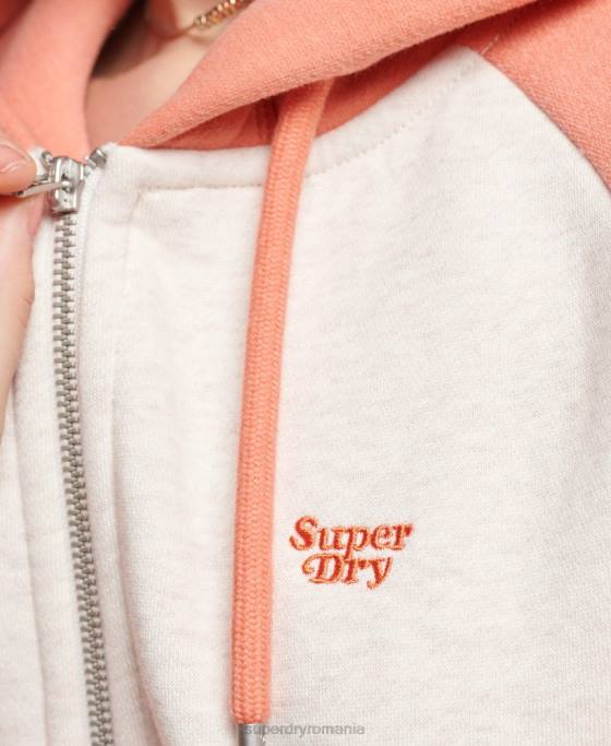 Superdry hanorac cu fermoar de baseball cu logo vintage brodat îmbrăcăminte coral femei JX0Z3339