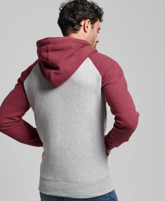 Superdry hanorac cu fermoar de baseball cu logo vintage brodat îmbrăcăminte gri deschis bărbați JX0Z557