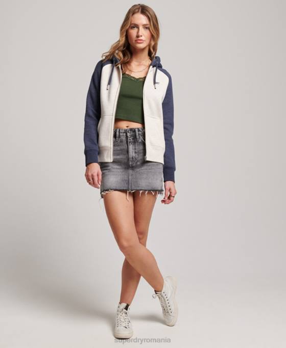 Superdry hanorac cu fermoar de baseball cu logo vintage brodat îmbrăcăminte marina femei JX0Z3272