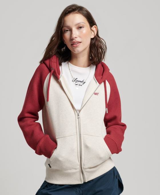 Superdry hanorac cu fermoar de baseball cu logo vintage brodat îmbrăcăminte roșu femei JX0Z3296