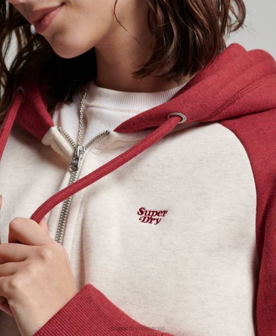 Superdry hanorac cu fermoar de baseball cu logo vintage brodat îmbrăcăminte roșu femei JX0Z3296