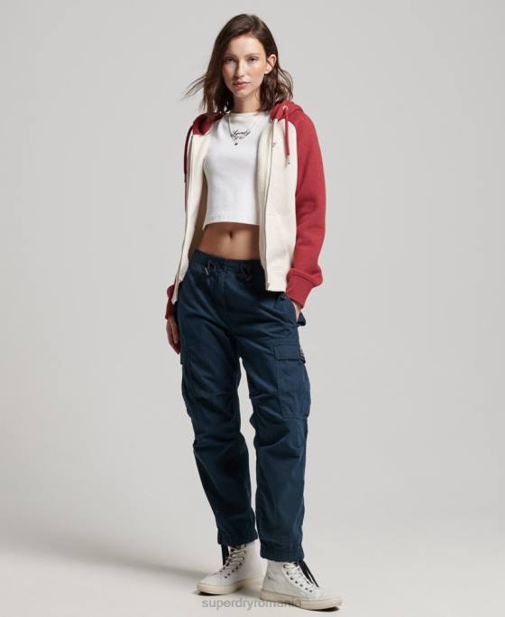 Superdry hanorac cu fermoar de baseball cu logo vintage brodat îmbrăcăminte roșu femei JX0Z3296