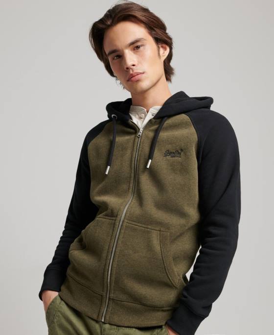 Superdry hanorac cu fermoar de baseball cu logo vintage brodat îmbrăcăminte verde bărbați JX0Z723