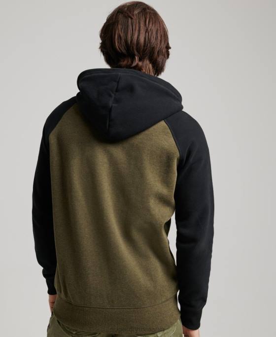 Superdry hanorac cu fermoar de baseball cu logo vintage brodat îmbrăcăminte verde bărbați JX0Z723