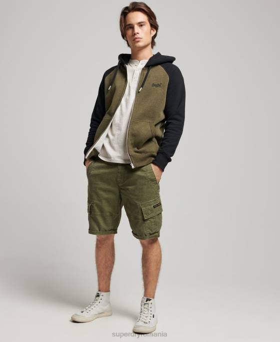 Superdry hanorac cu fermoar de baseball cu logo vintage brodat îmbrăcăminte verde bărbați JX0Z723