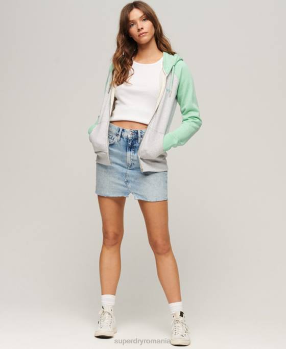 Superdry hanorac cu fermoar de baseball cu logo vintage brodat îmbrăcăminte verde femei JX0Z3349
