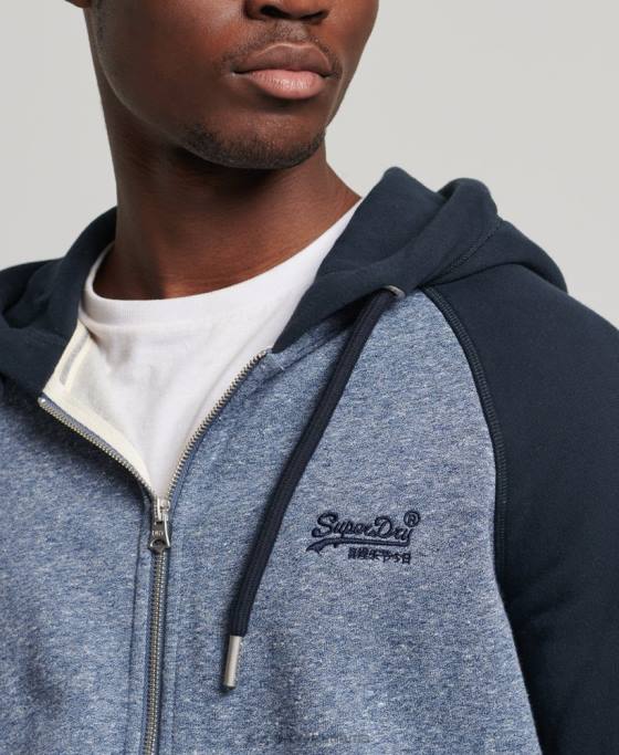 Superdry hanorac cu fermoar din bumbac organic cu logo vintage îmbrăcăminte albastru bărbați JX0Z709