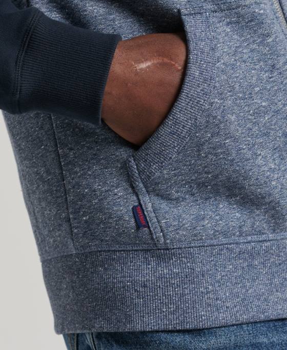 Superdry hanorac cu fermoar din bumbac organic cu logo vintage îmbrăcăminte albastru bărbați JX0Z709