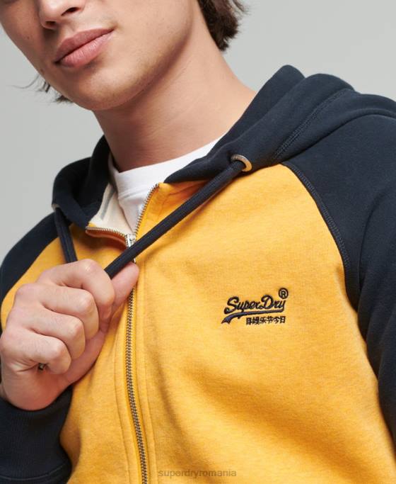 Superdry hanorac cu fermoar din bumbac organic cu logo vintage îmbrăcăminte galben bărbați JX0Z5174