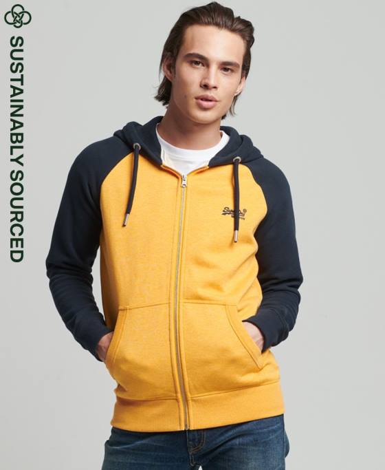 Superdry hanorac cu fermoar din bumbac organic cu logo vintage îmbrăcăminte galben bărbați JX0Z5174