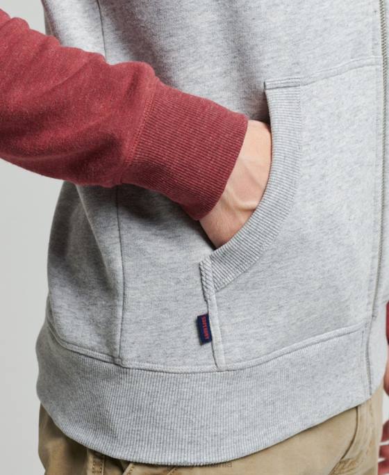 Superdry hanorac cu fermoar din bumbac organic cu logo vintage îmbrăcăminte gri deschis bărbați JX0Z674