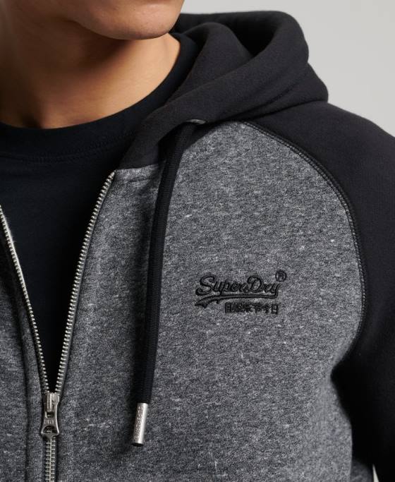 Superdry hanorac cu fermoar din bumbac organic cu logo vintage îmbrăcăminte gri inchis bărbați JX0Z666