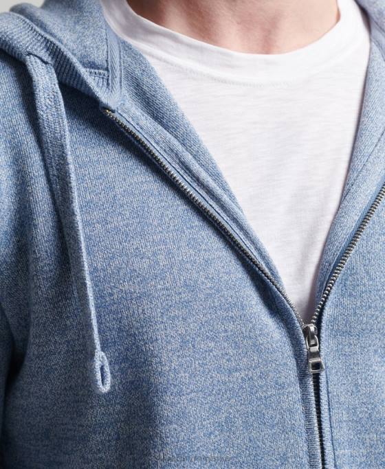 Superdry hanorac cu fermoar din bumbac organic esențial îmbrăcăminte albastru inchis bărbați JX0Z5260