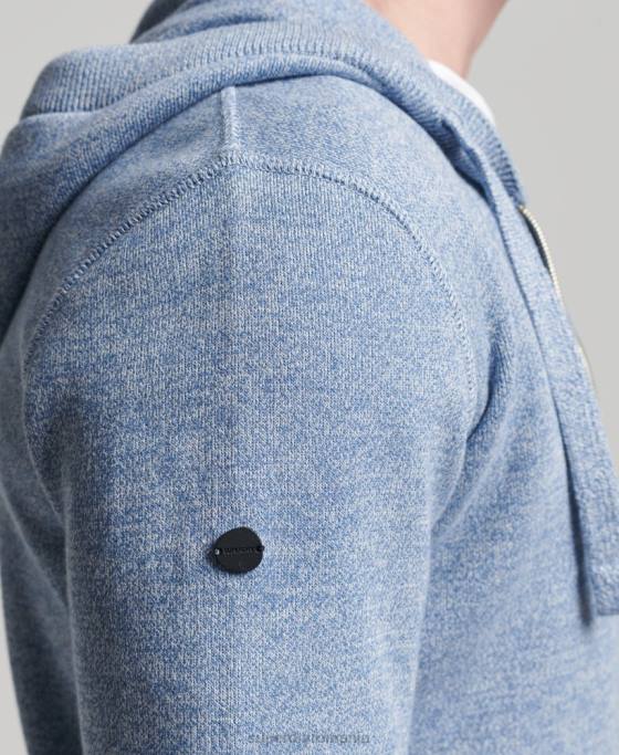 Superdry hanorac cu fermoar din bumbac organic esențial îmbrăcăminte albastru inchis bărbați JX0Z5260