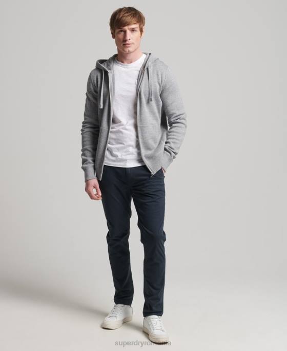 Superdry hanorac cu fermoar din bumbac organic esențial îmbrăcăminte gri bărbați JX0Z5257