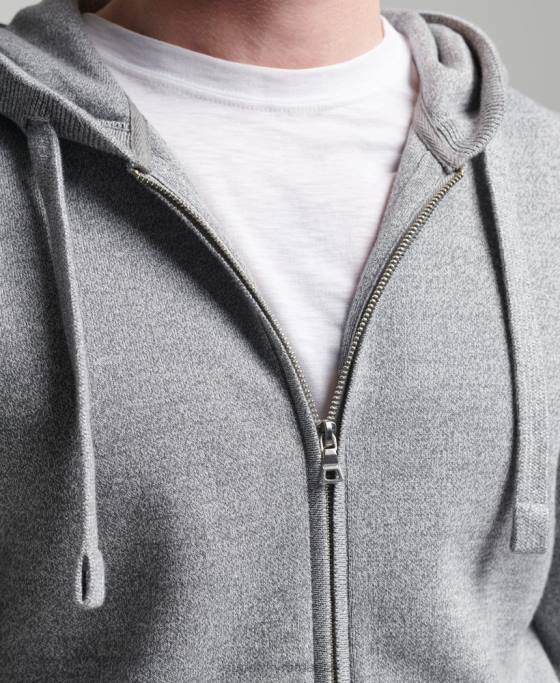 Superdry hanorac cu fermoar din bumbac organic esențial îmbrăcăminte gri bărbați JX0Z5257