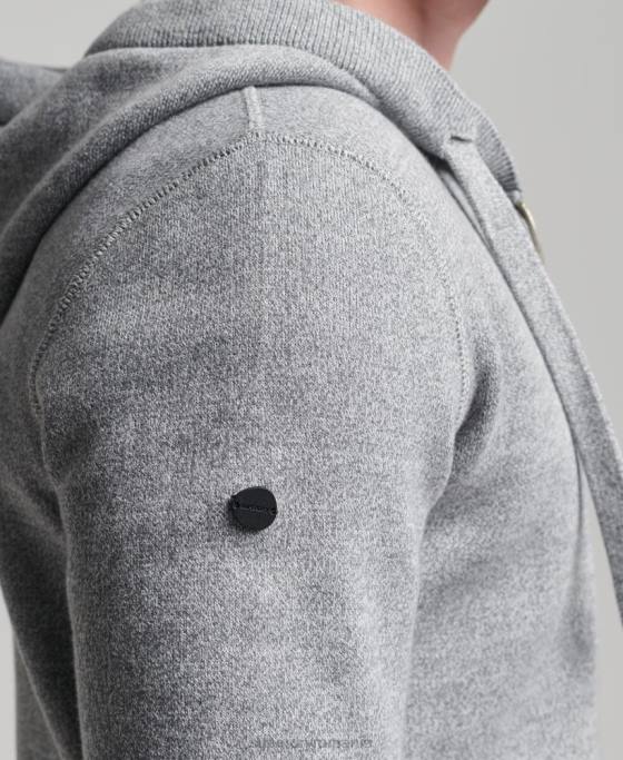 Superdry hanorac cu fermoar din bumbac organic esențial îmbrăcăminte gri bărbați JX0Z5257