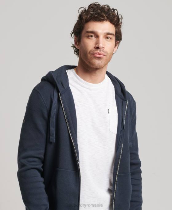 Superdry hanorac cu fermoar din bumbac organic esențial îmbrăcăminte marina bărbați JX0Z5266