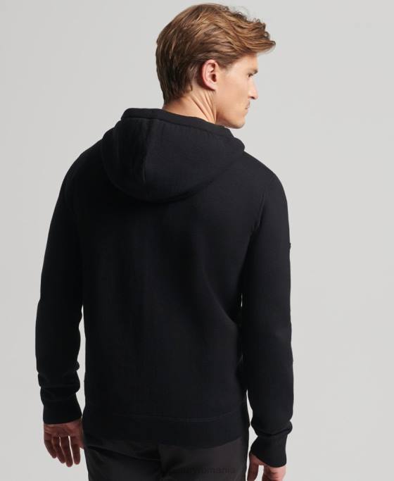 Superdry hanorac cu fermoar din bumbac organic esențial îmbrăcăminte negru bărbați JX0Z5262