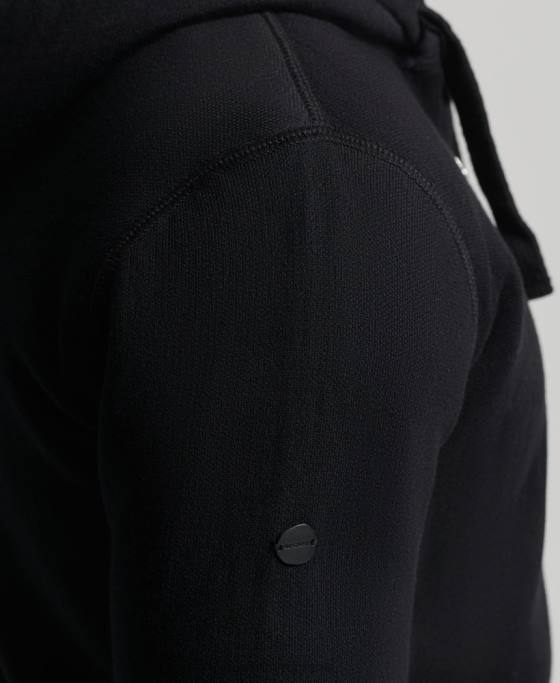 Superdry hanorac cu fermoar din bumbac organic esențial îmbrăcăminte negru bărbați JX0Z5262