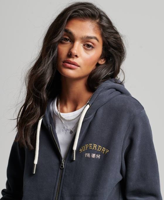 Superdry hanorac cu fermoar din magazinul de produse vintage îmbrăcăminte negru femei JX0Z3310