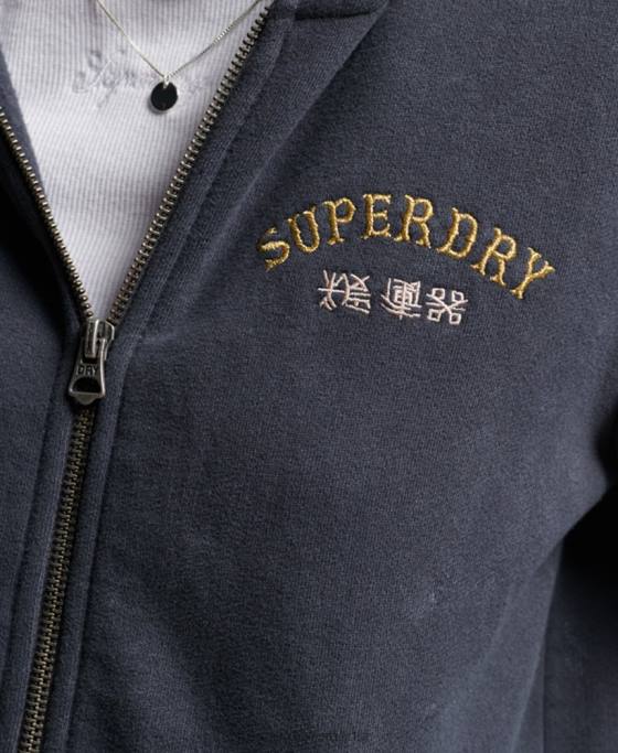 Superdry hanorac cu fermoar din magazinul de produse vintage îmbrăcăminte negru femei JX0Z3310