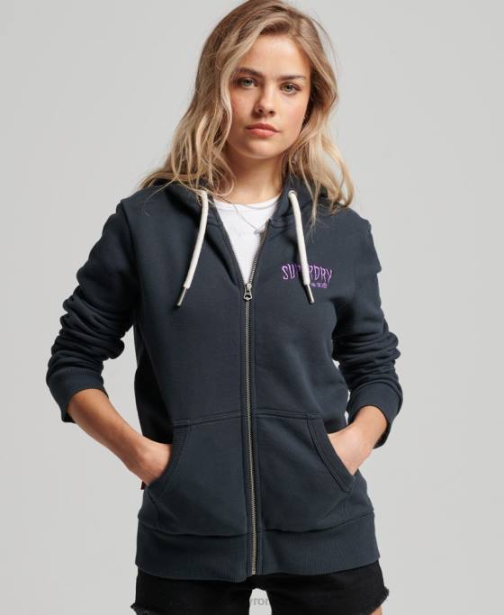 Superdry hanorac cu fermoar din magazinul de produse vintage îmbrăcăminte negru femei JX0Z3382