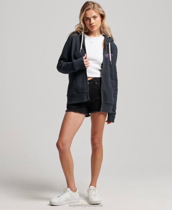Superdry hanorac cu fermoar din magazinul de produse vintage îmbrăcăminte negru femei JX0Z3382