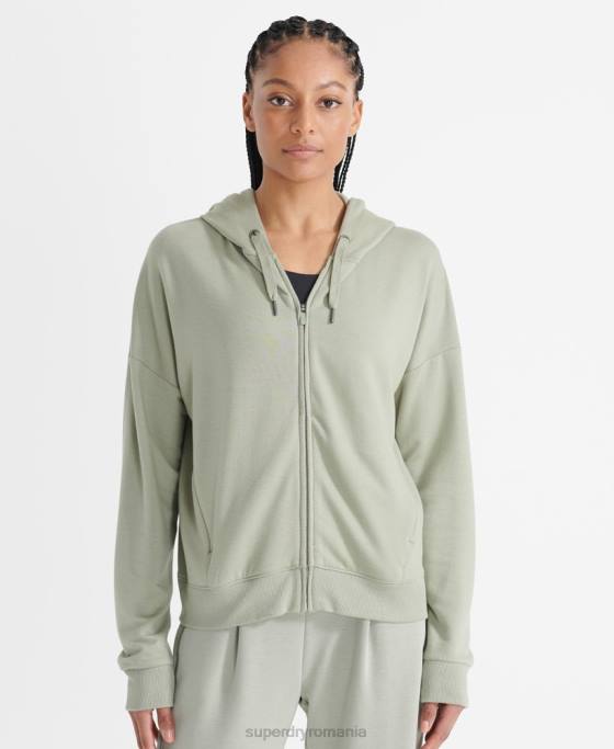 Superdry hanorac cu fermoar flexibil îmbrăcăminte verde femei JX0Z5917