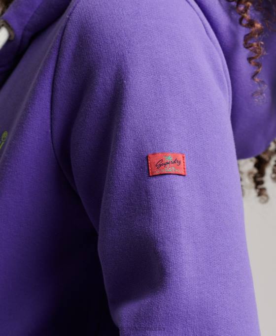 Superdry hanorac cu fermoar neon logo vintage îmbrăcăminte Violet femei JX0Z2287