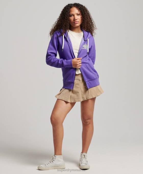 Superdry hanorac cu fermoar neon logo vintage îmbrăcăminte Violet femei JX0Z2287