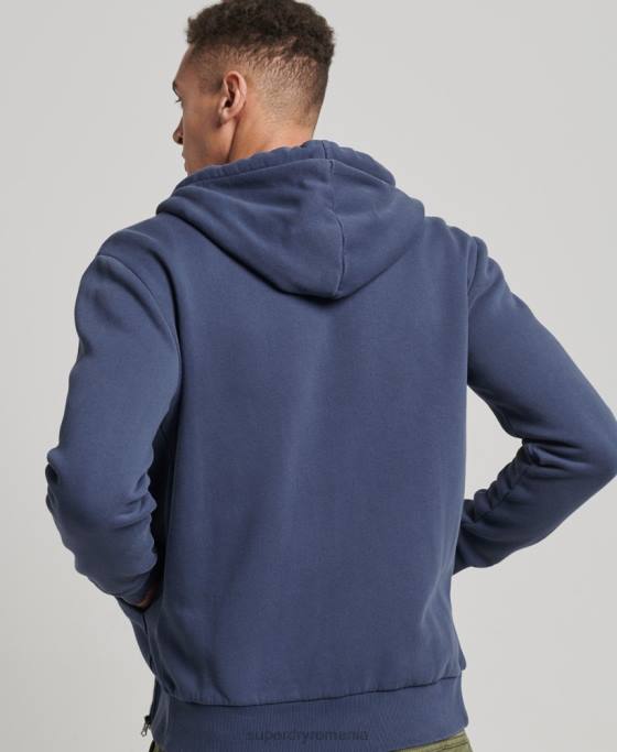 Superdry hanorac cu fermoar neon logo vintage îmbrăcăminte albastru inchis bărbați JX0Z476