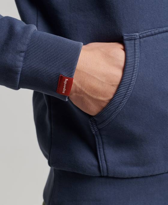 Superdry hanorac cu fermoar neon logo vintage îmbrăcăminte albastru inchis bărbați JX0Z476