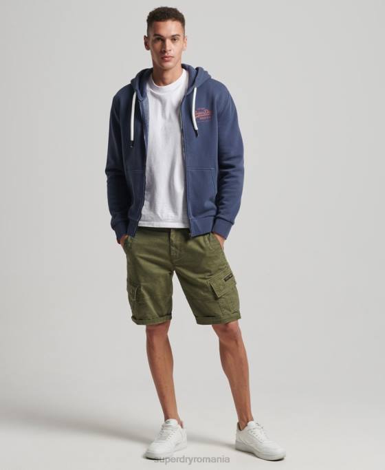 Superdry hanorac cu fermoar neon logo vintage îmbrăcăminte albastru inchis bărbați JX0Z476